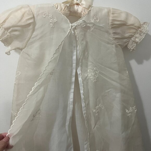 Vintage 1980's Baptismal Embroidered Baby Christening Long Gown 6 - 9 Mos - Picture 12 of 15